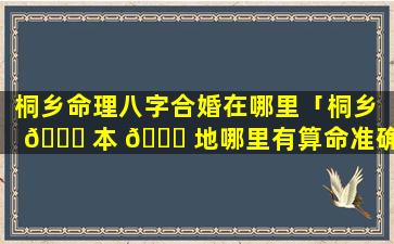 桐乡命理八字合婚在哪里「桐乡 🍁 本 💐 地哪里有算命准确的」
